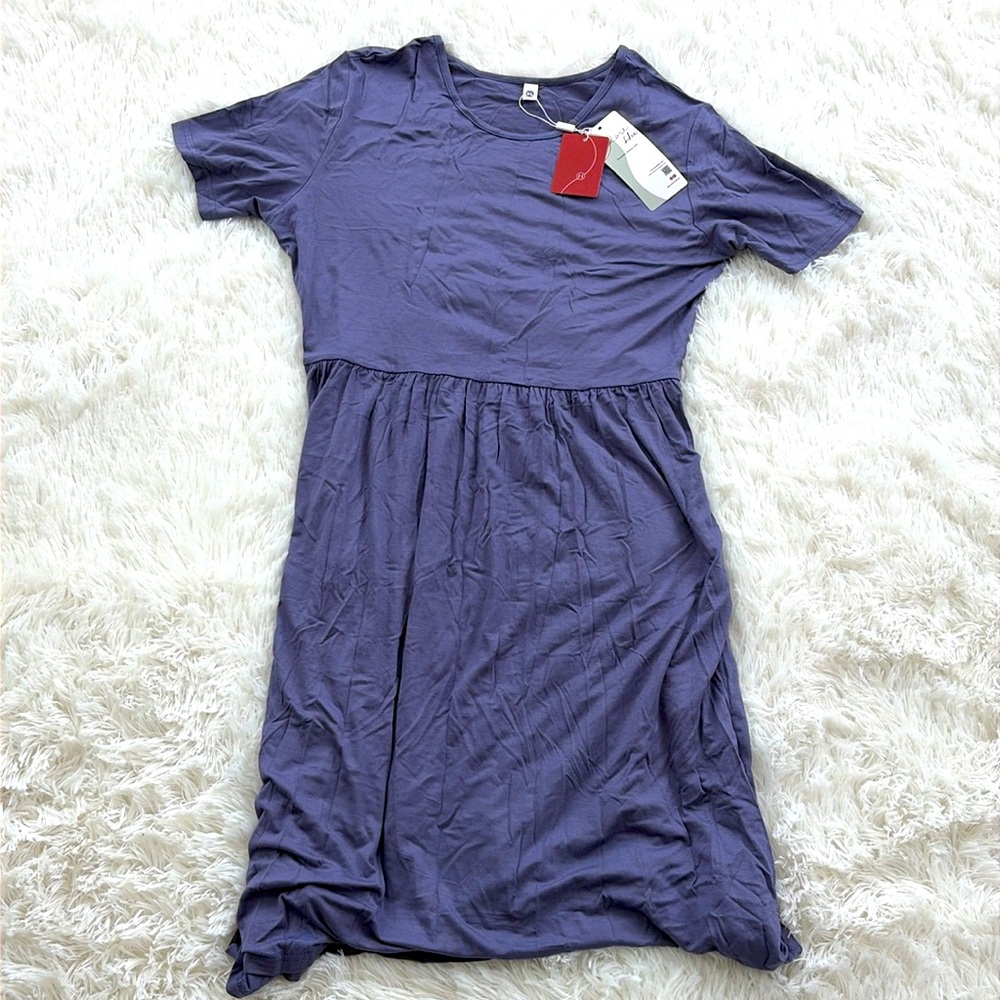 Brand new MINIMALIST CASUAL MIDI DRESS WITH POCKETS - periwinkle poseshe